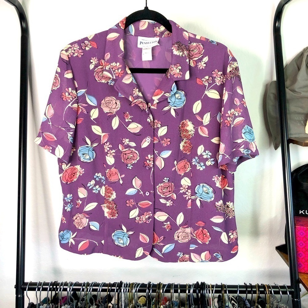 Vintage Pendleton Floral Boxy Button Up Top